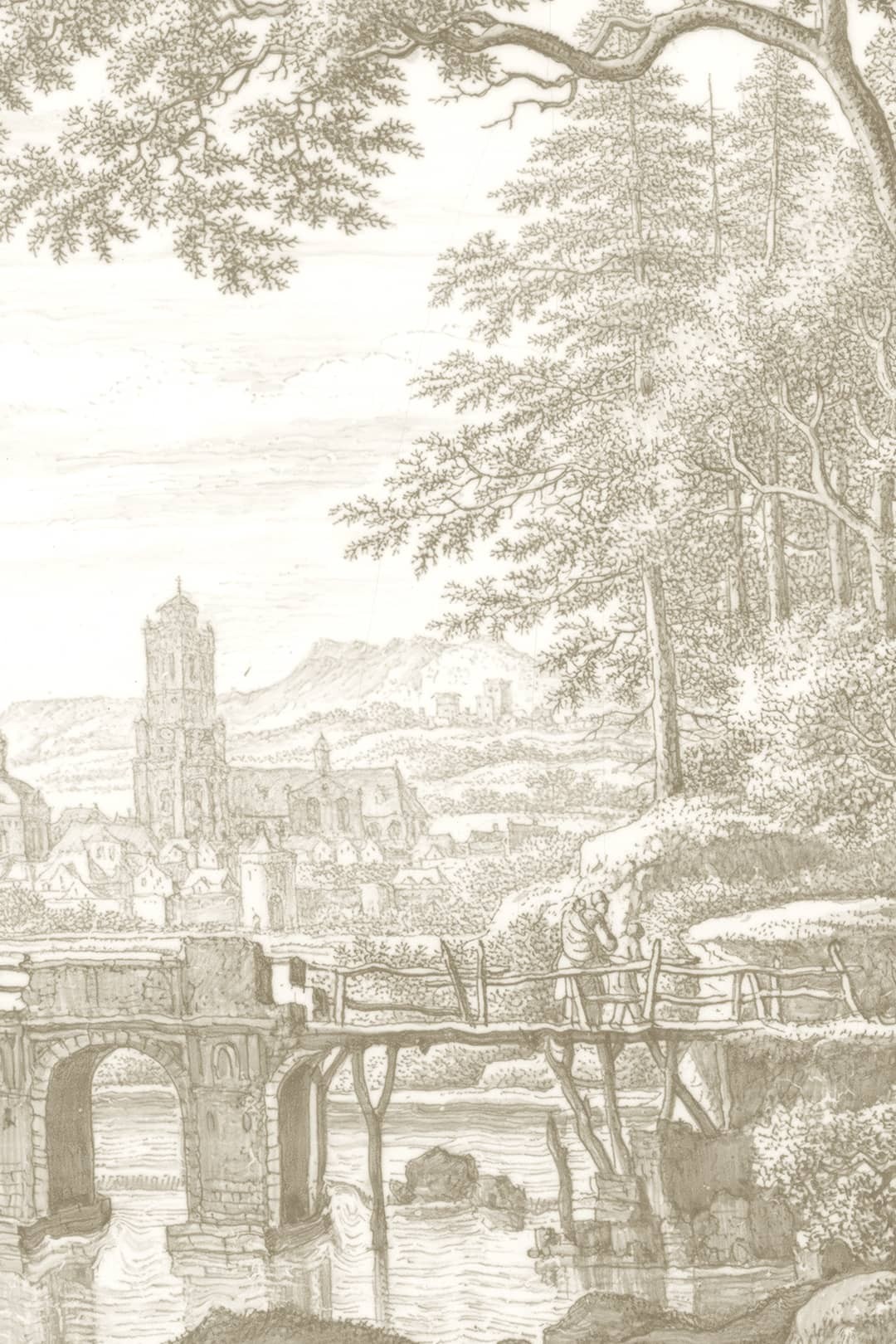 Papier peint gravure Un soir en Italie