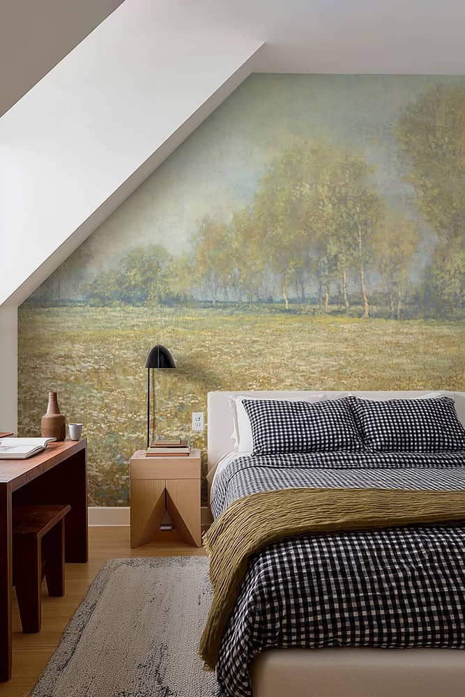 Chambre papier peint champêtre