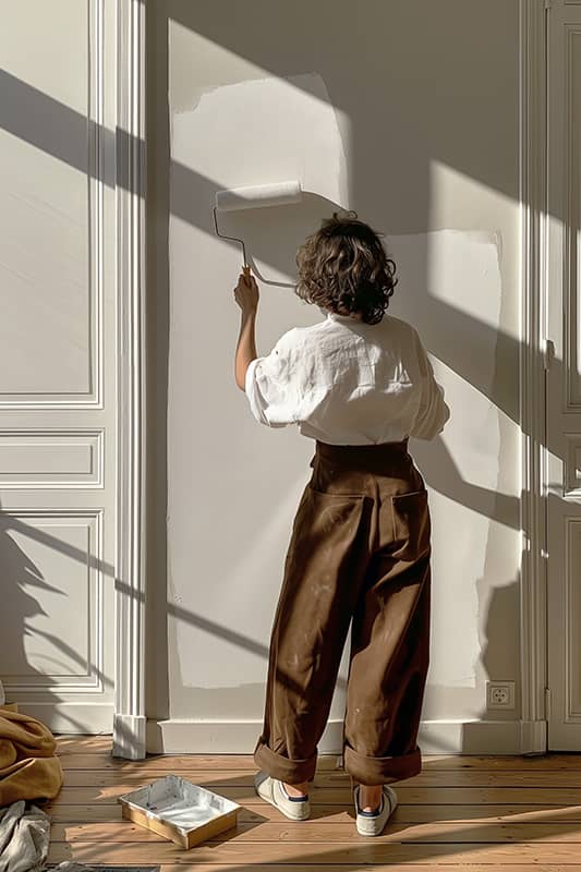 Ponçage et lissage d'un mur avant pose de papier peint